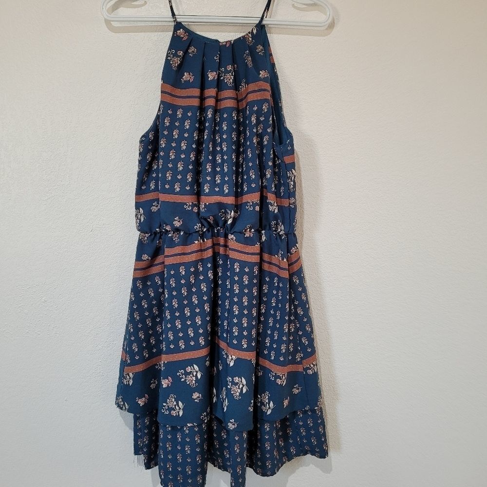 Bluerain blue gold boho floral dress